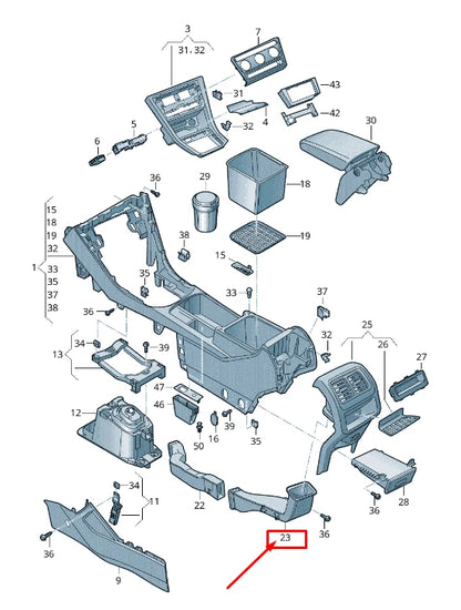 NEW VW TOURAN 5T REAR CONSOLE AIR GUIDE CHANNEL 5TA863250C
