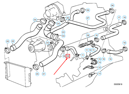 new bmw 3 e30 cooling system water hose 11531285919 original
