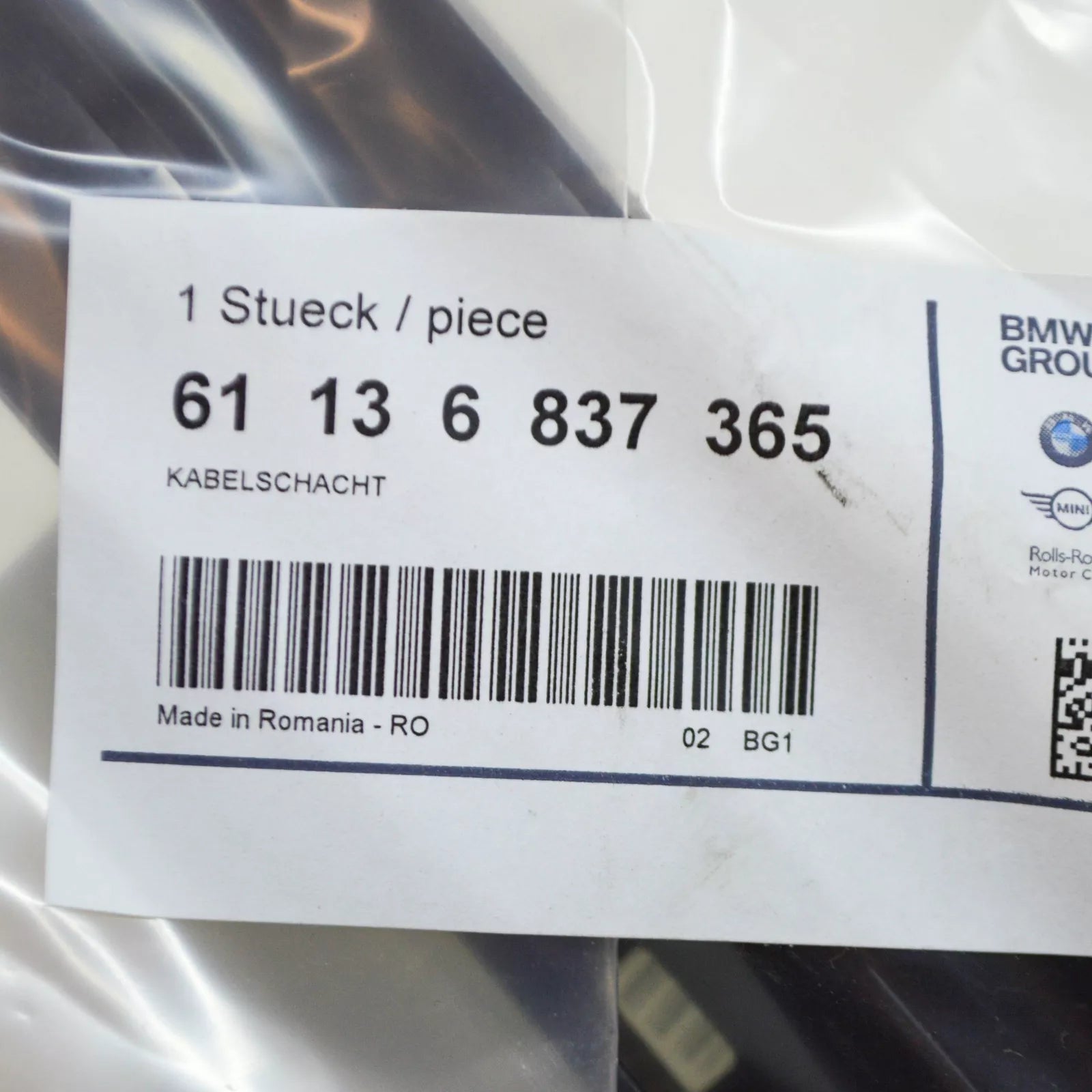 NEW BMW 5 G30 FRONT WIRING HARNESS CABEL DUCT 61136837365 6837365 ORIGINAL