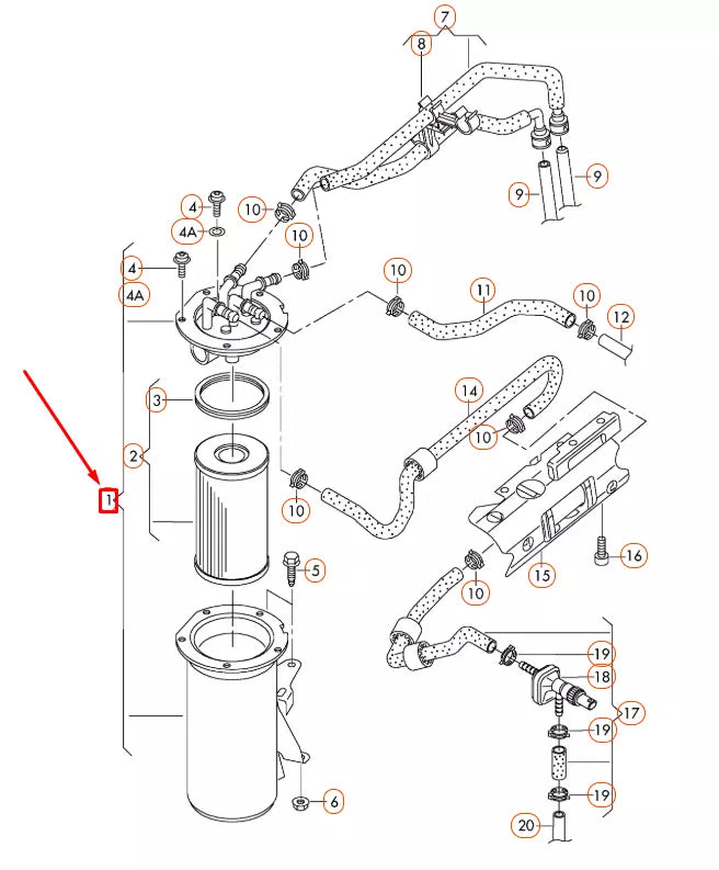 NEW VW BEETLE A5 FUEL FILTER WITH FLANGE 1K0127400K ORIGINAL