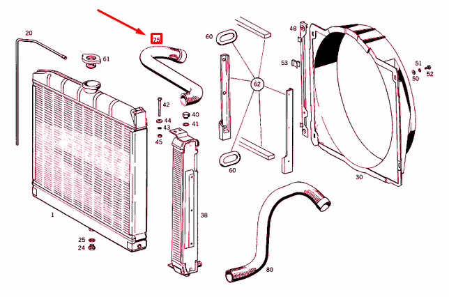 NEW MERCEDES-BENZ W115 RADIATOR TOP HOSE A1155010782 ORIGINAL