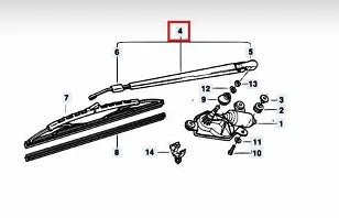 NEW BMW 3 COMPACT E36 REAR TAILGATE LID WIPER ARM 61628357517 8357517 ORIGINAL