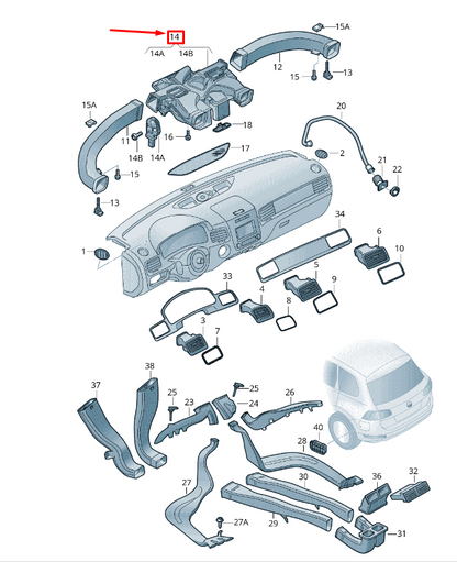 new vw touareg 7p mk2 air distributor intermediate piece rhd 7p2819241e original