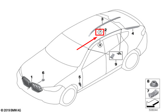 new bmw x5 g05 roof trim strip clip 7469803 51137469803 original