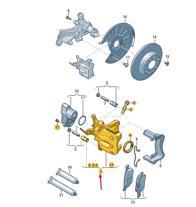 new audi tt mk3 fv rear left brake caliper 5q0615423fqc8 original
