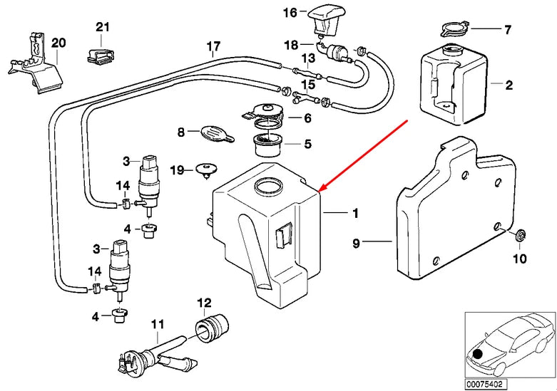 NEW BMW 7 E32 WINDSHIELD WASHER FLUID RESERVOIR 61678350931 8350931 ORIGINAL