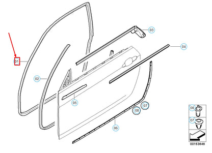 NEW BMW 1 E81 FRONT LEFT DOOR WEATHERSTRIP SEAL 51767054027  ORIGINAL