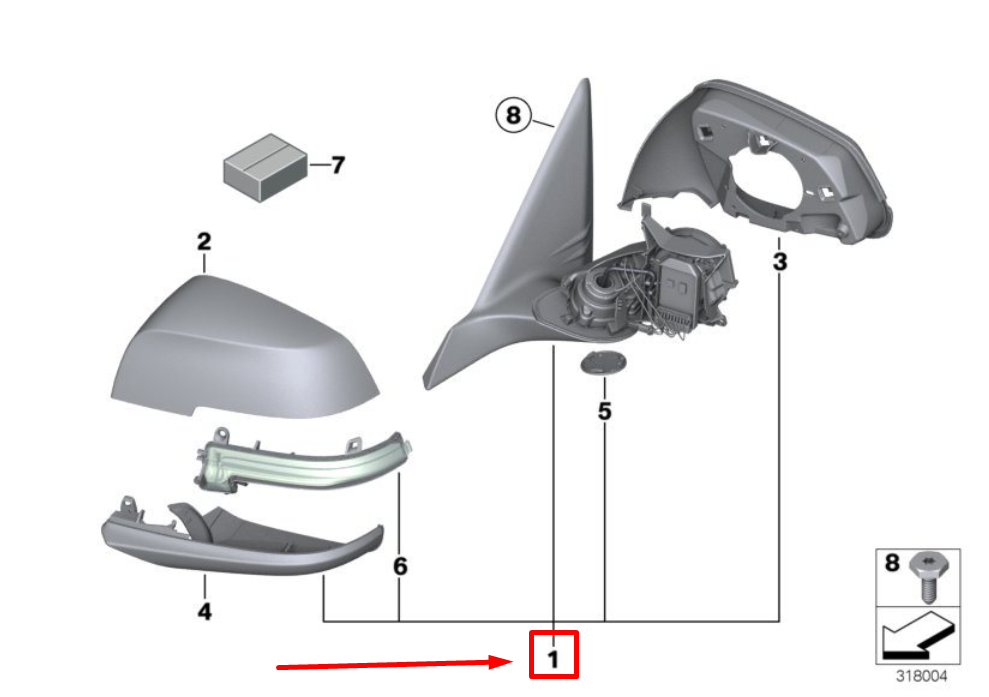 new bmw 3 f30, f80 front left door mirror 51167245107 7245107 original
