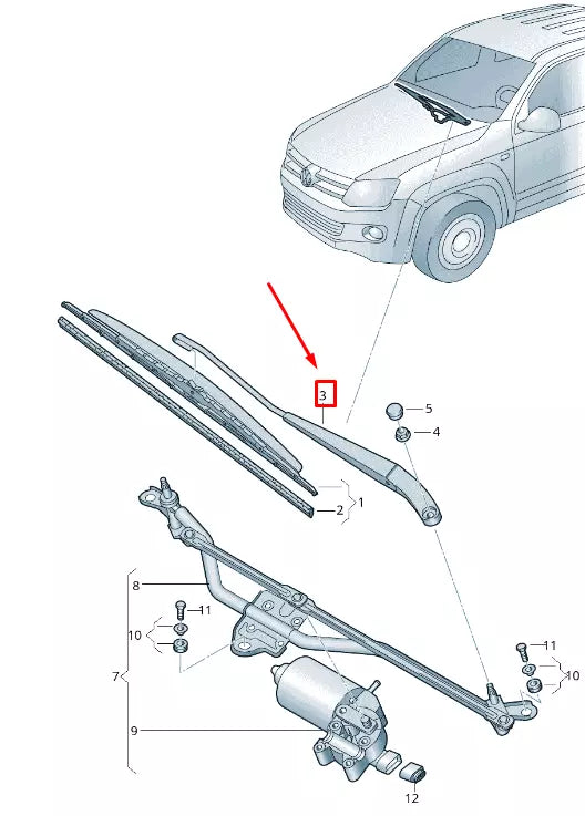NEW VW AMAROK 2H FRONT RIGHT WIPER ARM LHD 2H2955409