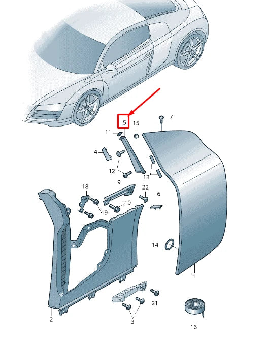 NEW AUDI R8 SPYDER 42 RIGHT QUARTER PANEL AIR VENT GRILLE 420853453E ORIGINAL