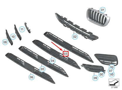 NEW BMW X4 F26 M FRONT CENTER LOWER OPEN GRILLE 51117338475 7338475 ORIGINAL