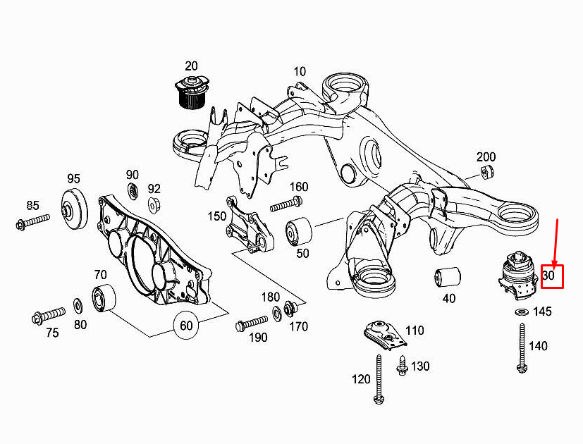 new mercedes-benz s w222 rear subframe carrier mounting a2223510042 original