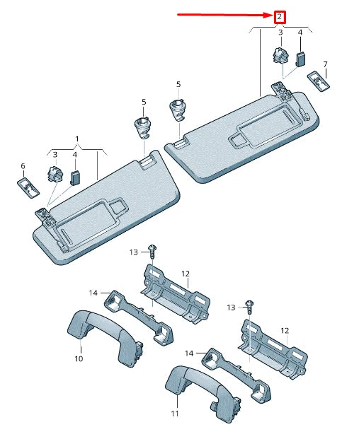 NEW VOLKSWAGEN GOLF 5G MK7 RIGHT SIDE SUN VISOR 5G0857552CL3H8 ORIGINAL
