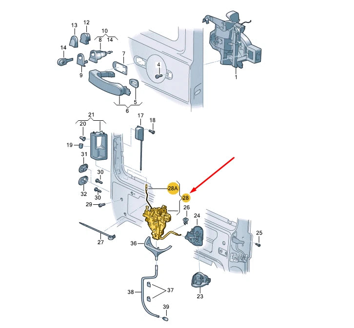 NEW VW CADDY 2K MK3 LEFT SLIDING DOOR REMOTE OPERATED LOCK 2K5843653C ORIGINAL
