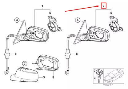 NEW BMW 3 E46 FRONT RIGHT DOOR WING MIRROR 7890484 51167890484 ORIGINAL