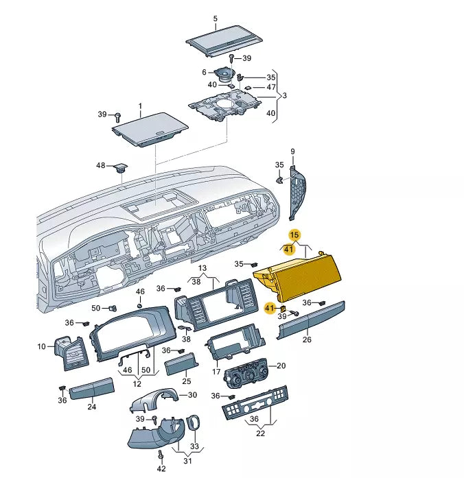 NEW VW TRANSPORTER T6 BLACK GLOVE BOX 7E5857095M041 LHD ORIGINAL