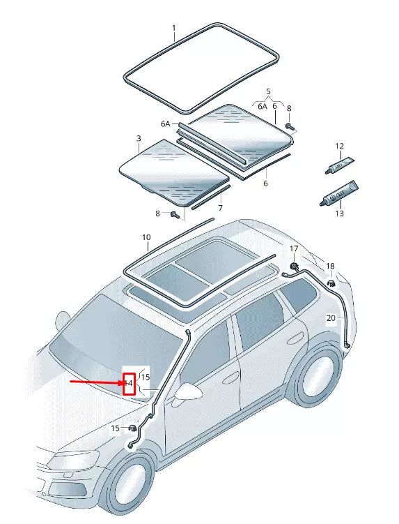 NEW VW TOUAREG 7P FRONT RIGHT SUNROOF WATER DRAIN HOSE HOSE 7P6877202