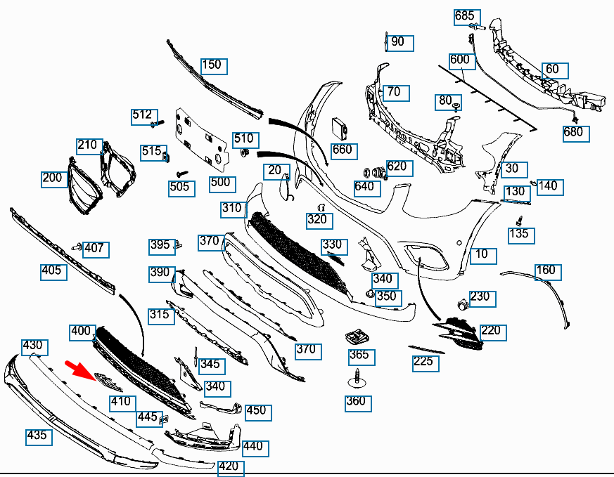 NEW MERCEDES-BENZ GLC COUPE C253 FRONT BUMPER BOTTOM TRIM A2538856600 ORIGINAL