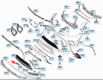 NEW MERCEDES-BENZ GLC COUPE C253 FRONT BUMPER BOTTOM TRIM A2538856600 ORIGINAL