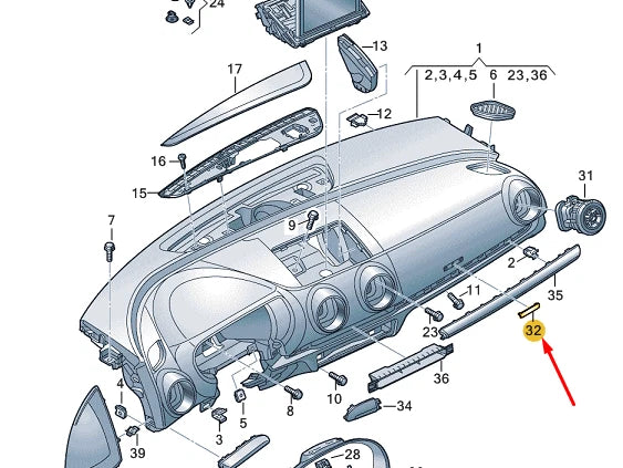 NEW AUDI A3 8V INTERIOR GLOVE BOX AUDI RINGE BADGE TRIM 8V0853191F3Q7 ORIGINAL