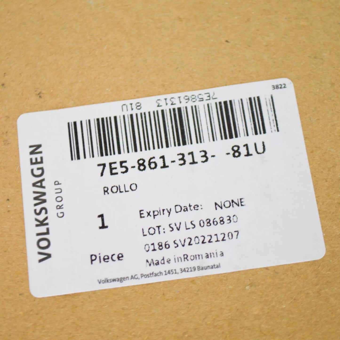 NEW VW TRANSPORTER T6 CENTRE LEFT SLIDING DOOR SUNBLIND 7E586131381U ORIGINAL