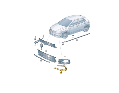 NEW VOLKSWAGEN POLO AW FRONT LEFT BUMPER TRIM 2G0853711041 ORIGINAL
