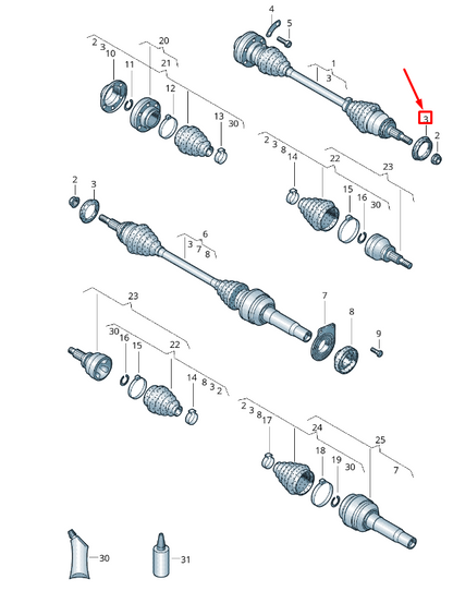 new vw transporter vi t6 front drive shaft outer splash guard 7h0407343 original