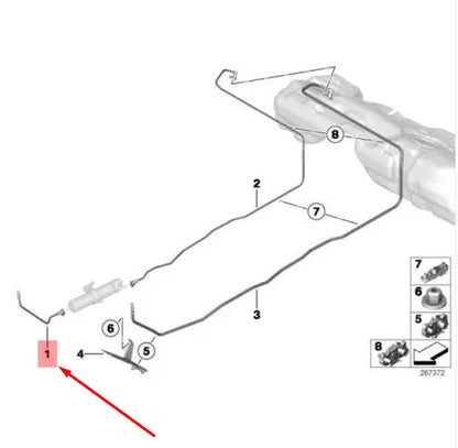 NEW BMW 1 F20 FRONT FUEL FEED LINE 16127244726 7244726 ORIGINAL