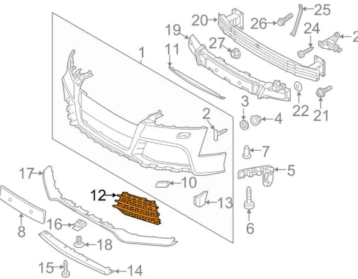 NEW AUDI TT ROADSTER 8J9 FRON LEFT BUMPER GRILLE 8J0807681GT94