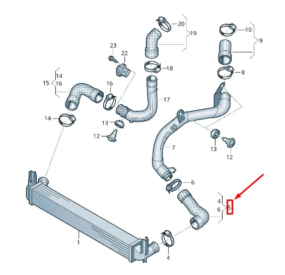 NEW AUDI A1 MK1 INTERCOOLER PRESSURE HOSE 6R0145832C ORIGINAL