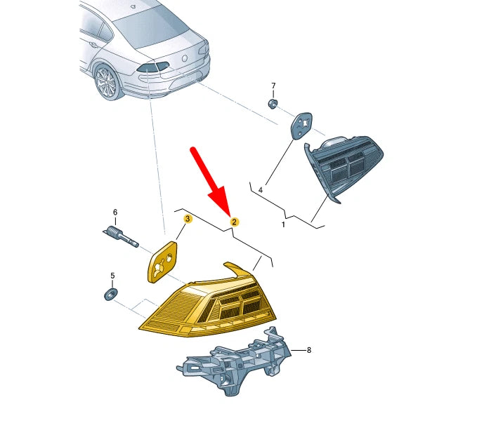 NEW VOLKSWAGEN PASSAT B8 REAR RIGHT OUTER LED TAILLIGHT 3G5945096J ORIGINAL