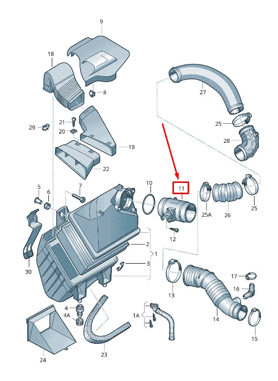 NEW AUDI A6 AVANT C6 MASS AIR FLOW SENSOR 077133471J ORIGINAL
