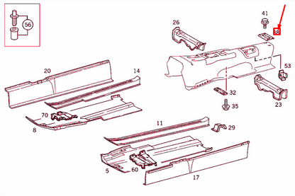 NEW MB SLK R170 FRONT FLOOR TRANSMISSION TUNNEL END PIECE A1706190035 ORIGINAL