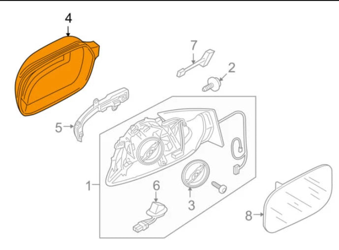 NEW AUDI A7 4L FRONT LEFT DOOR MIRROR COVER CAP 8R0857527AGRU 2015