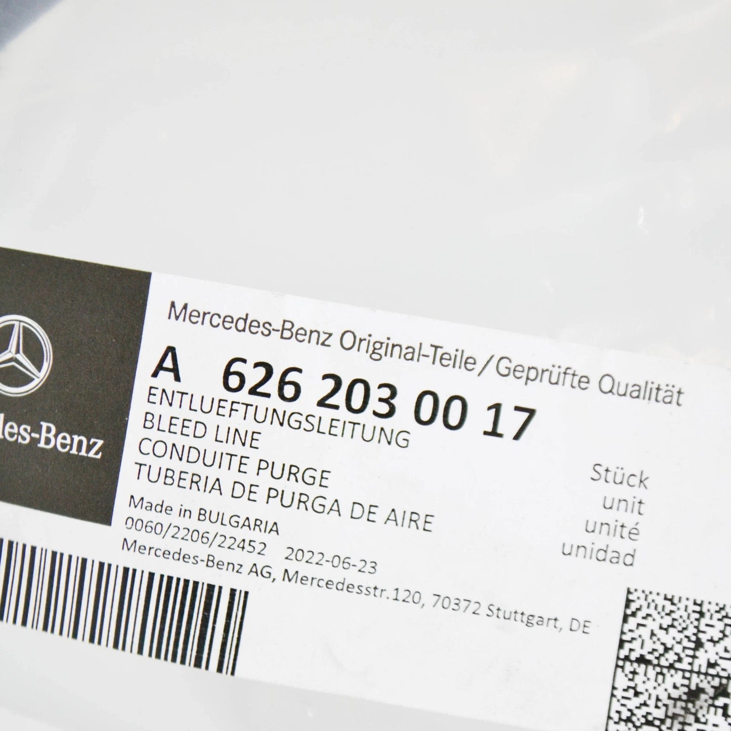 NEW MB C W205 COOLER TO CONNECTING POINT BLEED LINE A6262030017 ORIGINAL