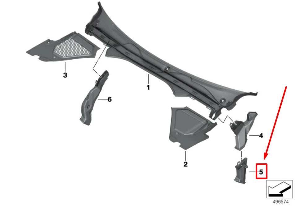 NEW BMW 3 G20, G28 LEFT WATER DRAIN CHANNEL 51717427857 7427857 ORIGINAL