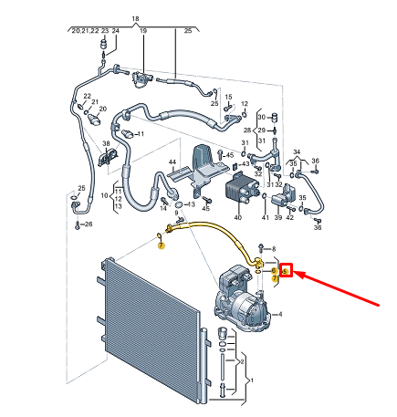 new audi q4 e-tron a/c refrigerant line 1ea816721 original