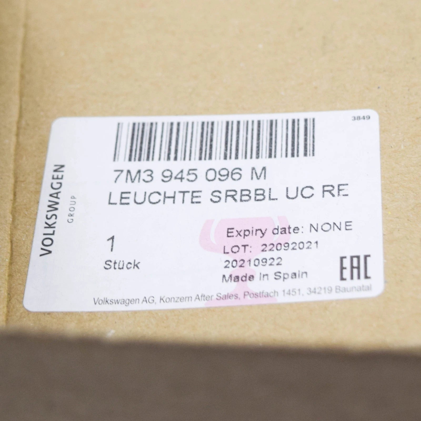 NEW VOLKSWAGEN SHARAN 7M REAR RIGHT OUTER TAILLIGHT 7M3945096M ORIGINAL