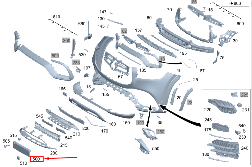 new mercedes-benz gls x167 front bumper license plate holder a1678800401