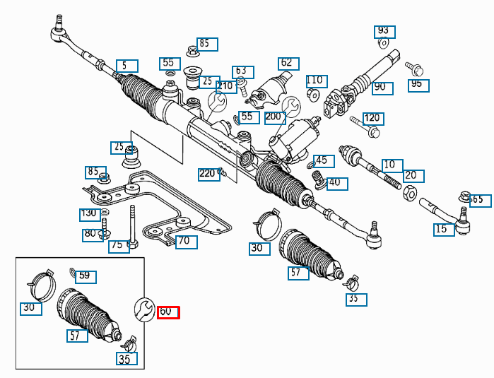 new mercedes benz s w220 rack pinnion steering bellow kit a2204601000 original