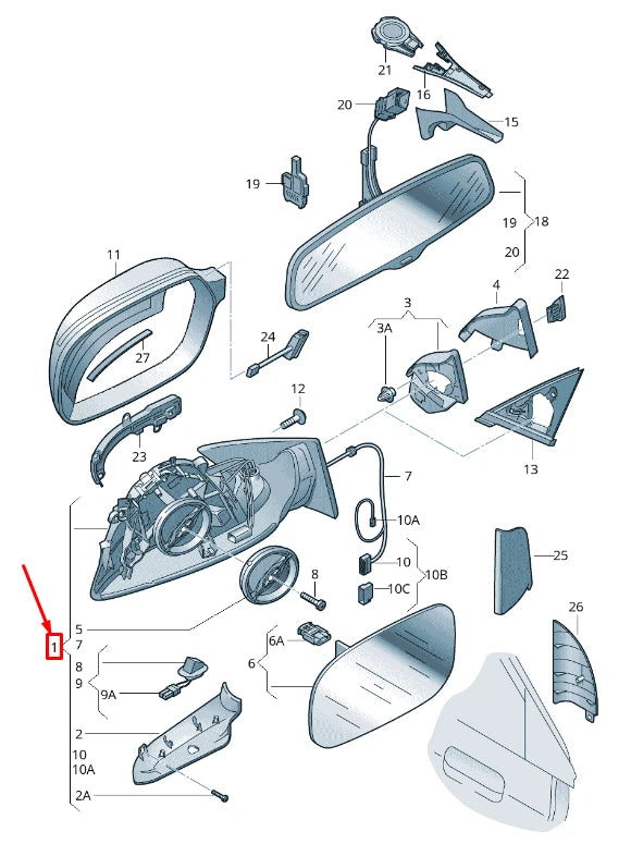 NEW AUDI A5 8T FRONT RIGHT SIDE WING MIRROR LHD 8T1857410AK3FZ ORIGINAL
