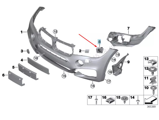 NEW BMW X6 F16 RIGHT HEADLIGHT WASHER M HOLDER 51118056558 8056558 2016 ORIGINAL