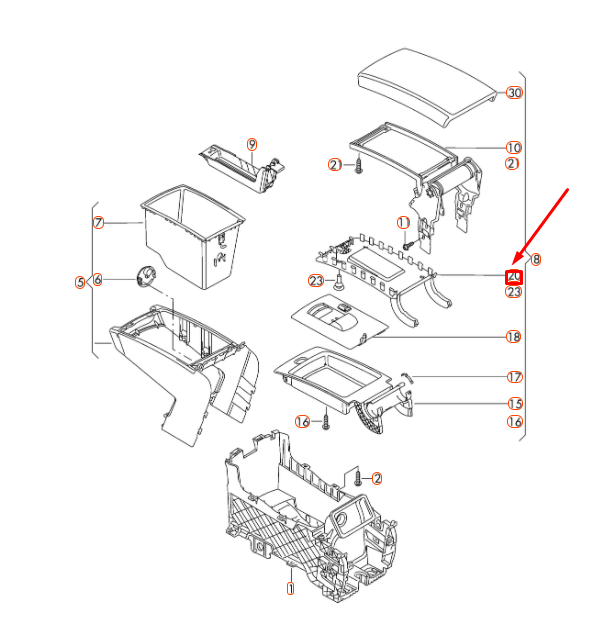 NEW VOLKSWAGEN CC FRONT MIDDLE ARMREST LOWER COVER 3C0864249D9B9 ORIGINAL