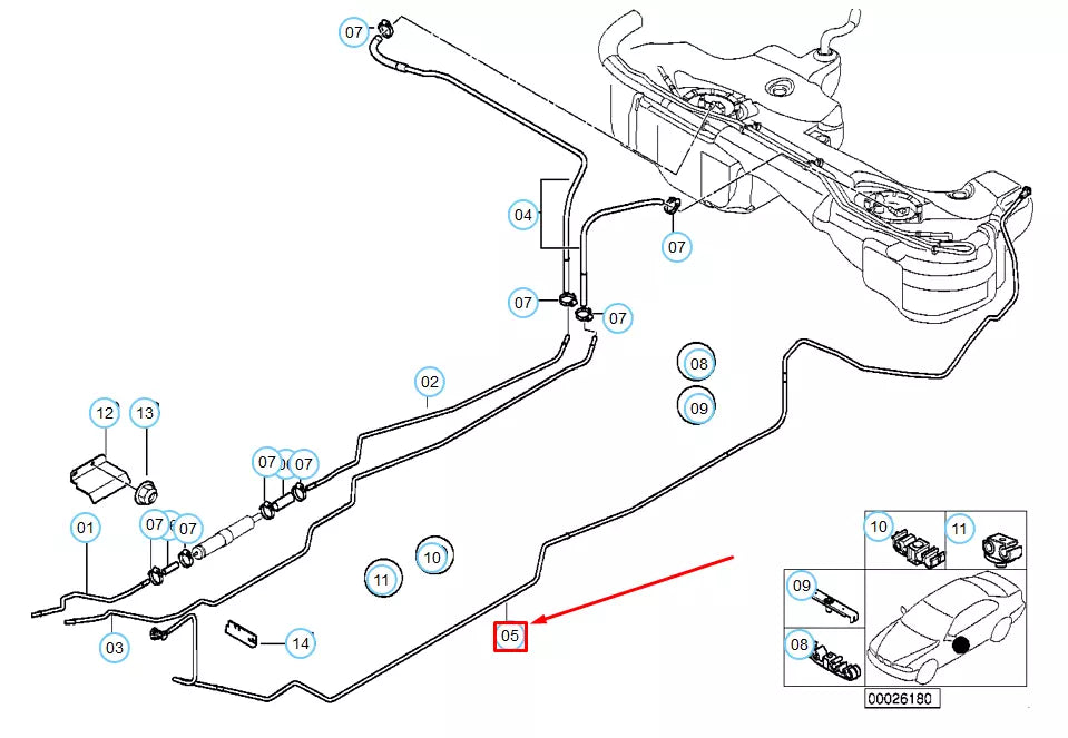NEW BMW 3 E46 FUEL PIPE/MOUNTING SCAVENGE AIR LINE 16111184135 1184135 ORIGINAL