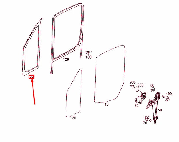 NEW MERCEDES-BENZ SPRINTER 906 FRONT LEFT DOOR WINDOW SEAL A9066711720 ORIGINAL