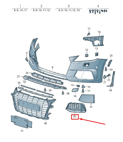 NEW AUDI TT FV FRONT LEFT AIR GUIDE GRILLE 8S0807681B T94 8S0807681BT94