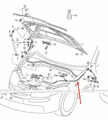 NEW VOLKSWAGEN GOLF MK5 BONNET HOOD RELEASE CABLE LHD 1K1823535A