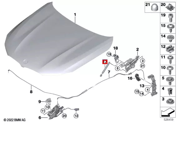 NEW BMW M5 F90 FRONT BONNET HOOD LID ACTUATOR 51237347403 ORIGINAL