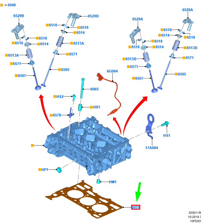 new ford puma cylinder head gasket 2337219 l1bg-6051-ba original