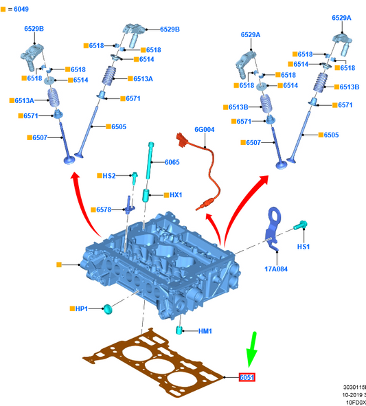 new ford puma cylinder head gasket 2337219 l1bg-6051-ba original
